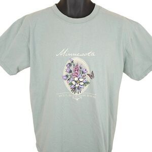 Vintage Minnesota Wildflowers T Shirt Mens Size Large Green 90s Destination